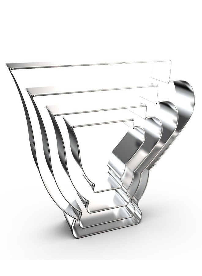QAAQS Teacup Cookie Cutter Set - 5", 4", 3", 2" - 4 Piece - Stainless Steel - Image 1